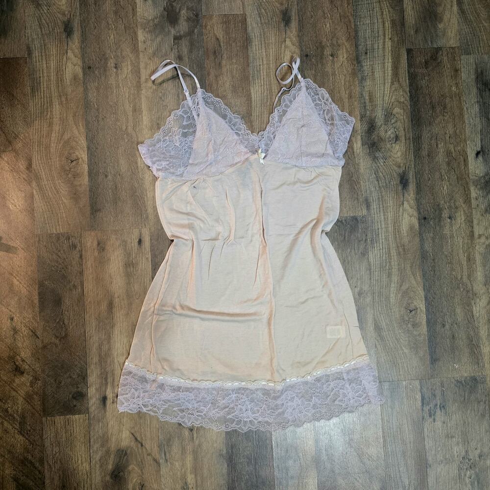 Cynthia Rowley Pinkish with purple Lace Slip XL Adjustable Strap Bow Accent